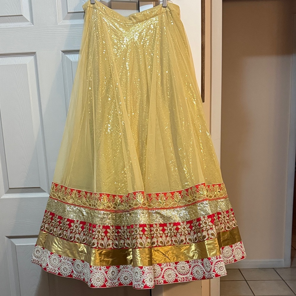 Radiant Yellow and Gold A-Line Lehenga